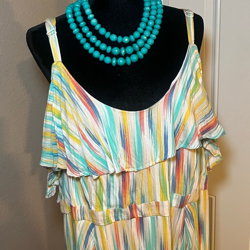 Multicolor Striped Ruffle Dress - Picture 2 of 5